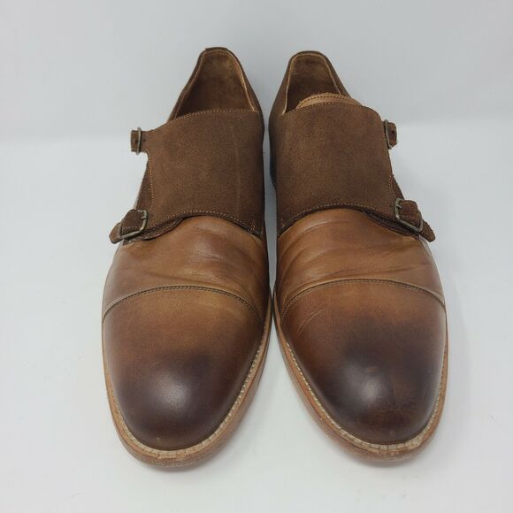 Men’s Millburn Double Monk Strap Dress Shoes 11 M Brown Suede and Leather Italy main image 5